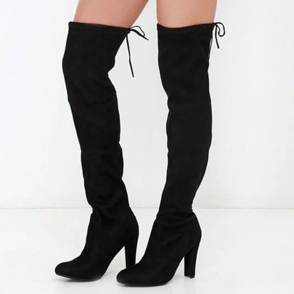EUC Steve Madden Black Suede Over the Knee Boots “Gorgeous” Style - Picture 1 of 7